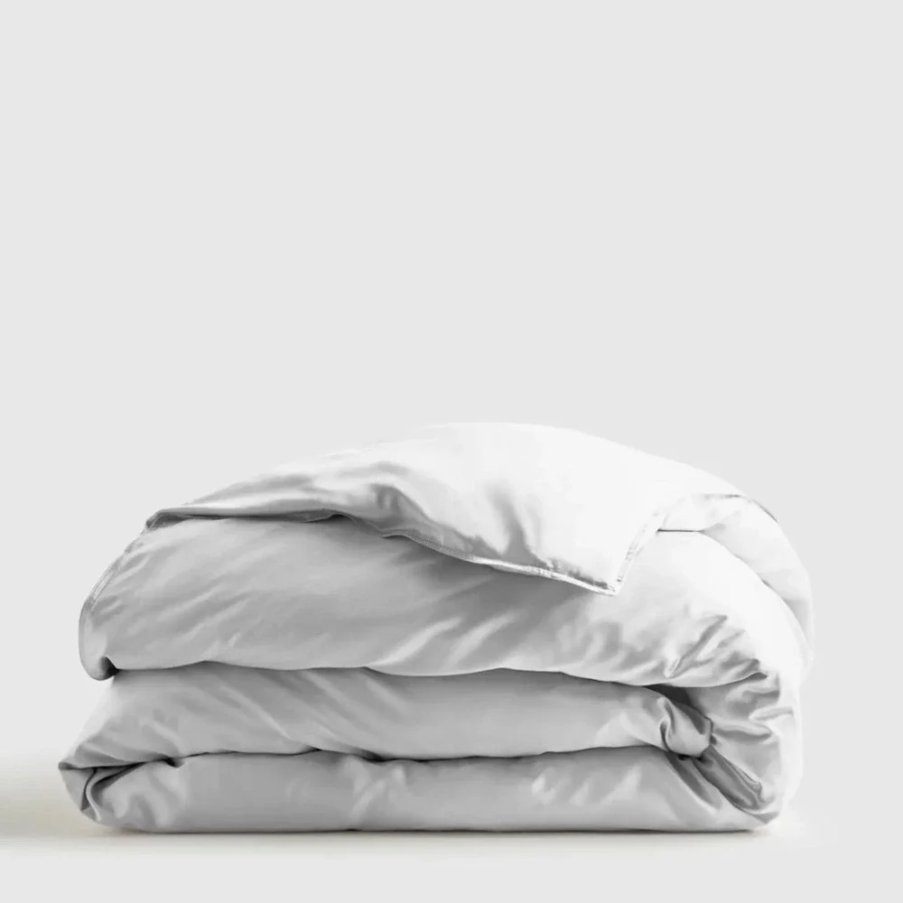 Quince Bamboo Duvet Cover King Cal King Light Grey Organic Quiet Luxury Bedding